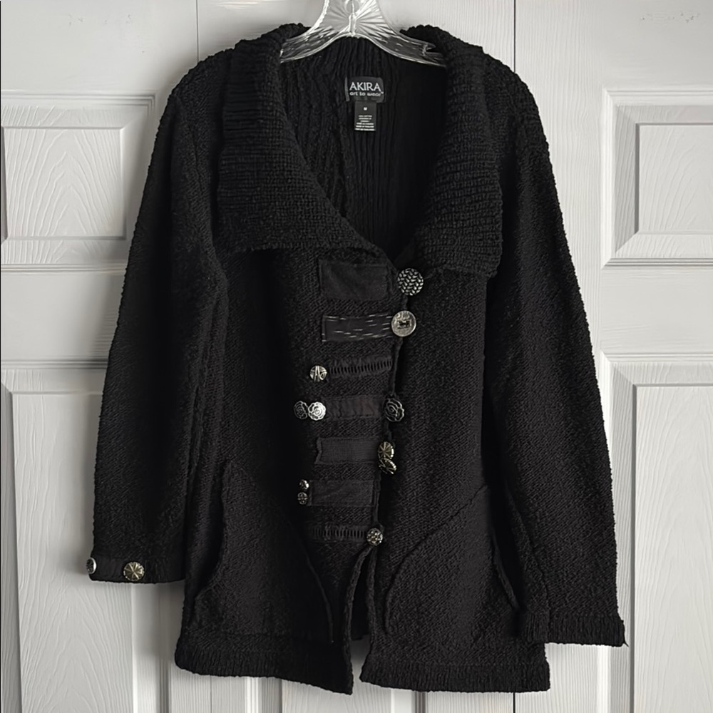 Akira Black Buttoned Cardigan M